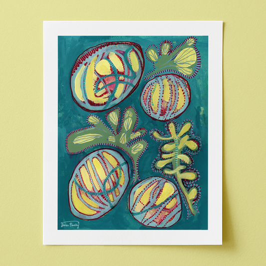 "Barrel Cacti" Abstract Acrylic Art Print on Paper