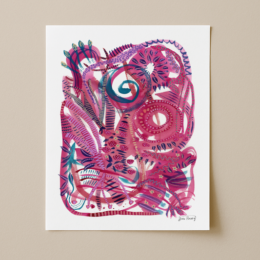 "Pinball Wizard" Abstract Mixed Media Art Print on Paper