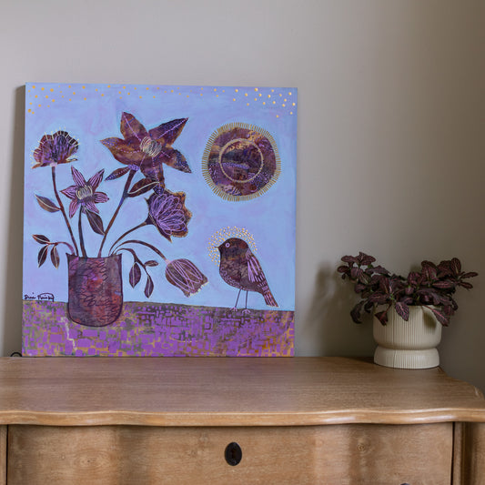 "Al Fresco Cafe on a Sunny Afternoon" - Original Acrylic Painting on Wood Panel (18x18 inches)