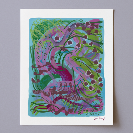 "Gumdrops Garden" Abstract Acrylic Painting Print on Paper