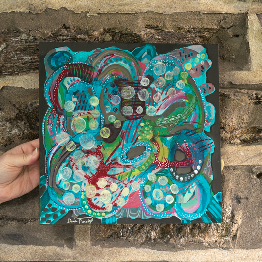 "Bubbles and Bangles" - Original Acrylic Painting on Wood Panel (12x12 inches)