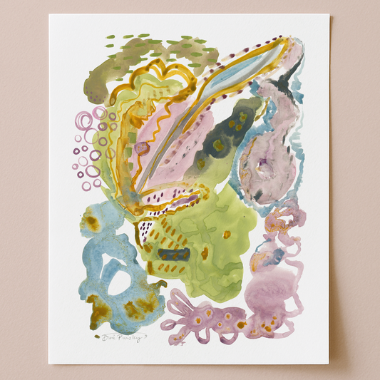 "Organic Leafy" Abstract Watercolor Art Print on Paper