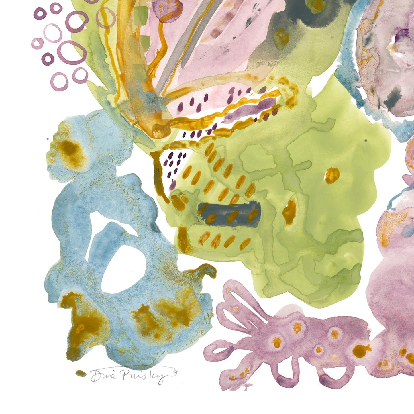 "Organic Leafy" Abstract Watercolor Art Print on Paper