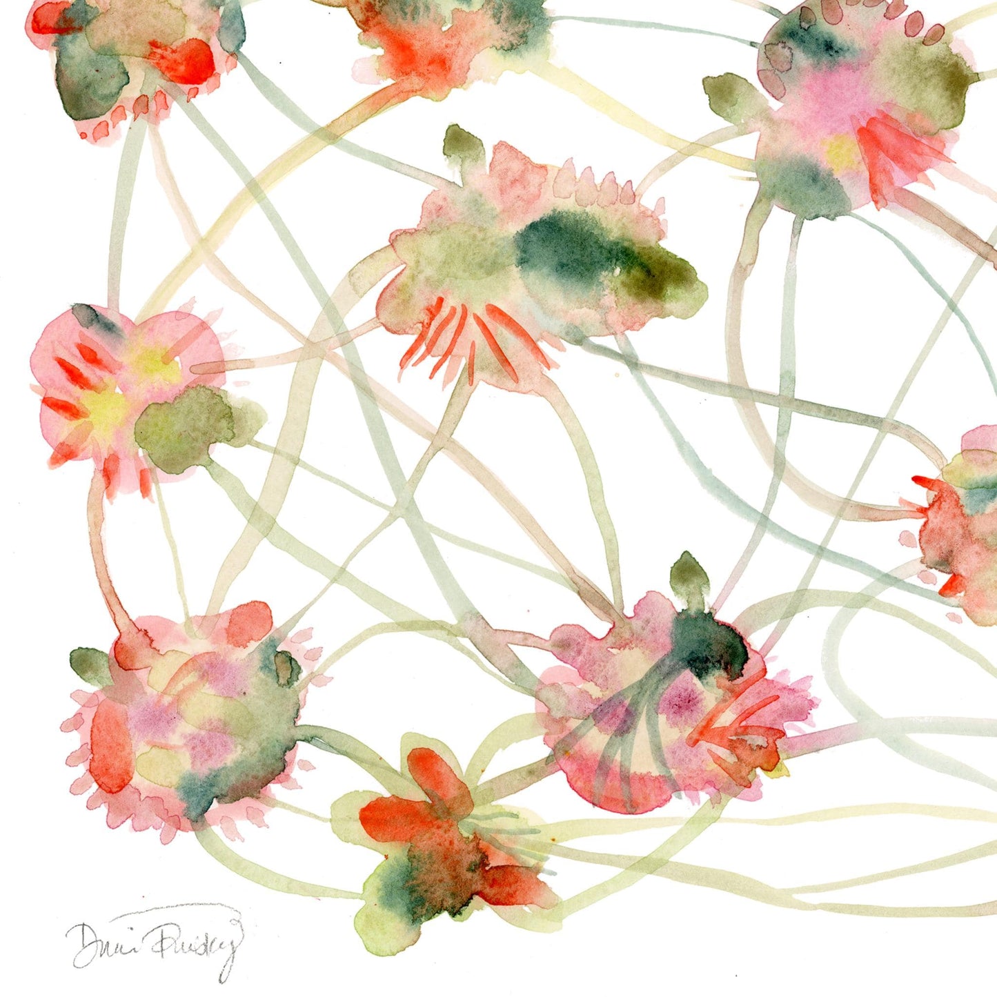 "Flights of Fancy" Minimalist Abstract Watercolor Art Print on Paper
