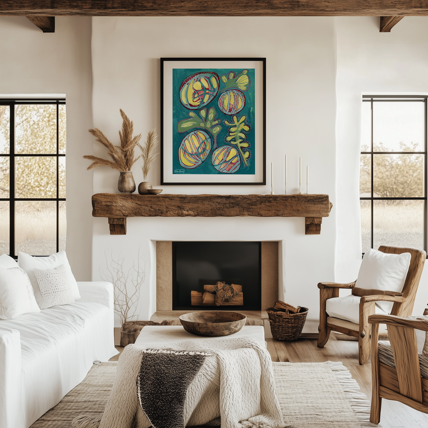 "Barrel Cacti" Abstract Acrylic Art Print on Paper