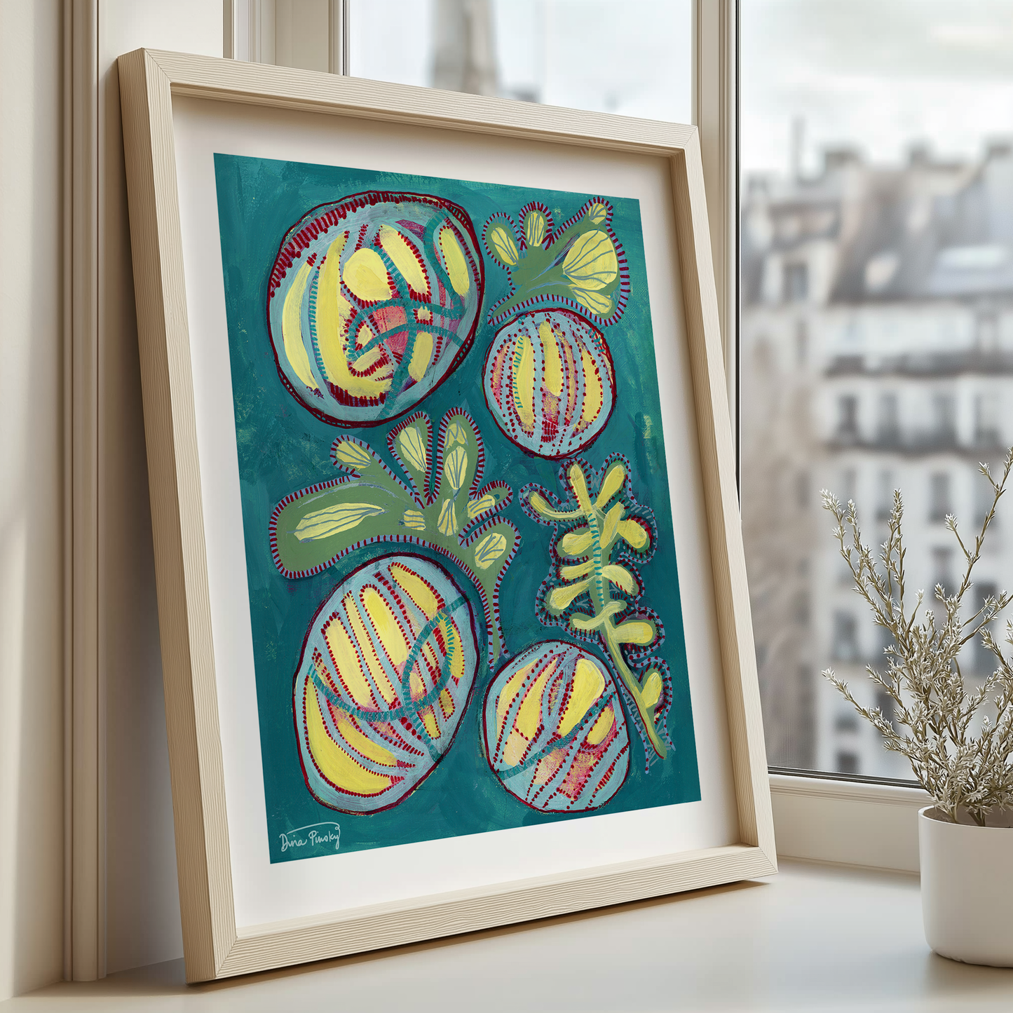 "Barrel Cacti" Abstract Acrylic Art Print on Paper