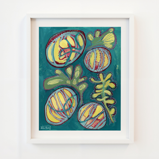 "Barrel Cacti" Abstract Acrylic Art Print on Paper