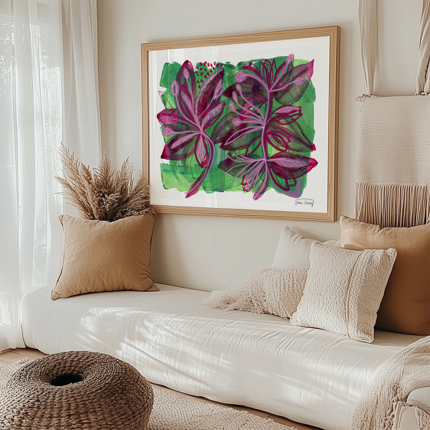 "Leafing Through the Seasons" Abstract Floral Art Print on Paper