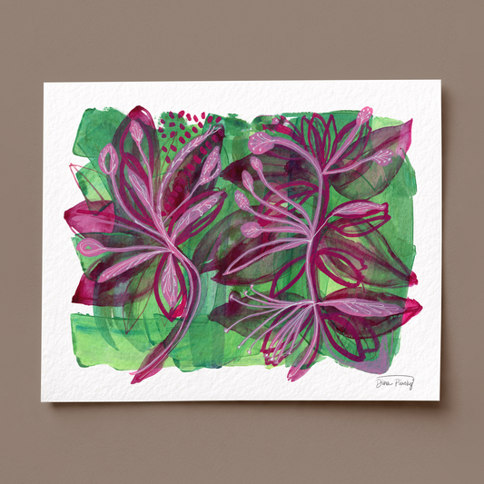 "Leafing Through the Seasons" Abstract Floral Art Print on Paper