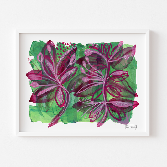"Leafing Through the Seasons" Abstract Floral Art Print on Paper