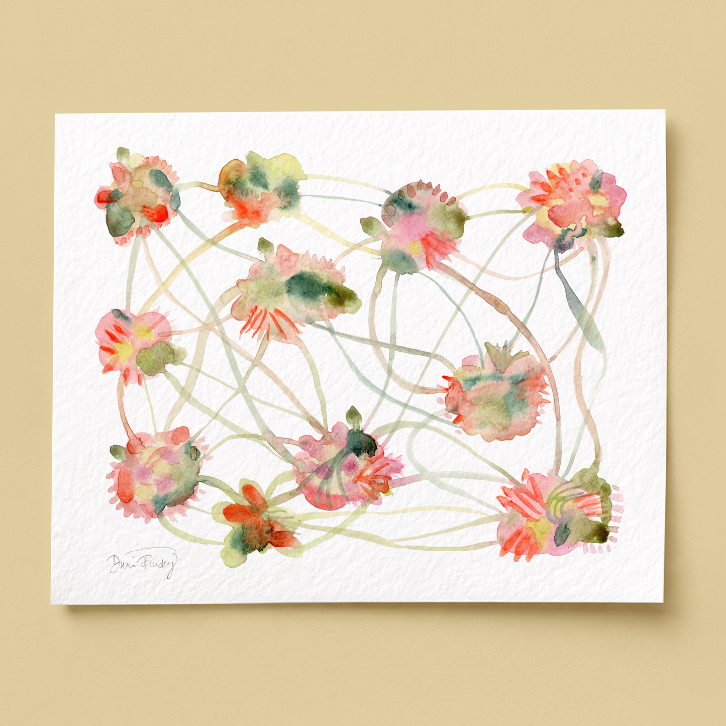 "Flights of Fancy" Minimalist Abstract Watercolor Art Print on Paper