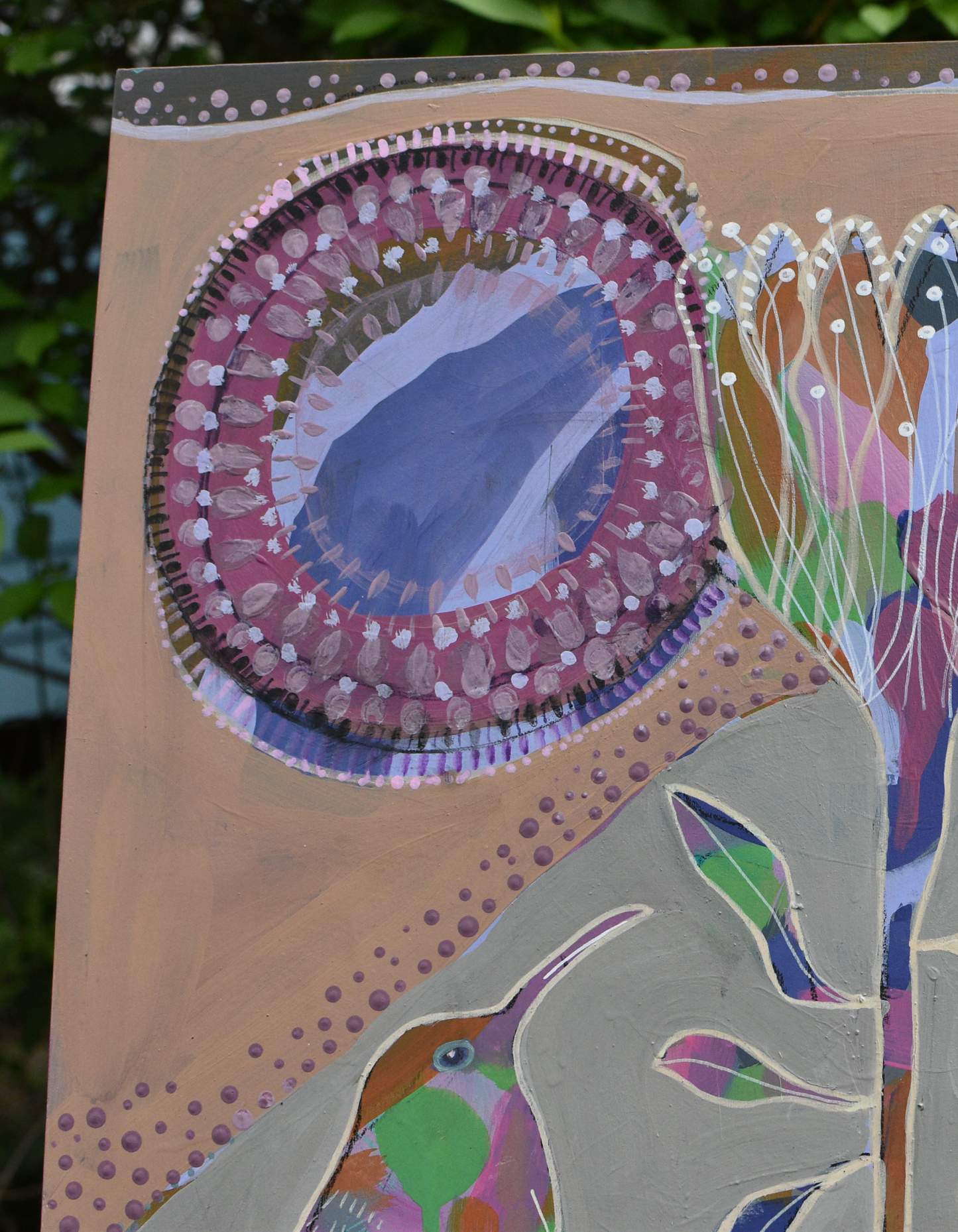 "Humming Wren" - Original Acrylic Painting on Wood Panel (18x24 inches)