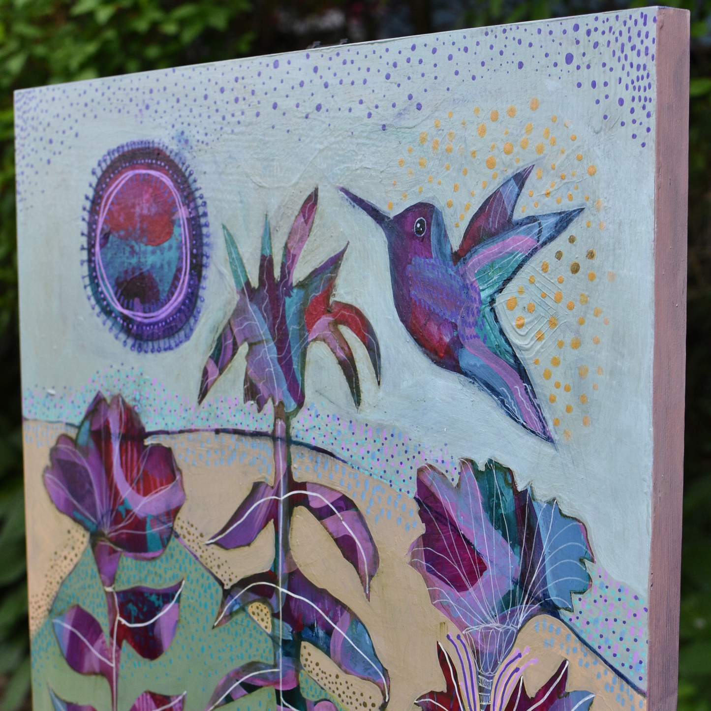 "Desert Humming" - Original Acrylic Painting on Wood Panel (18x18 inches)