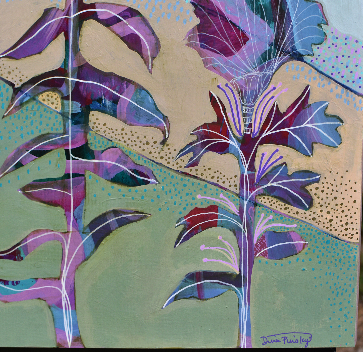 "Desert Humming" - Original Acrylic Painting on Wood Panel (18x18 inches)