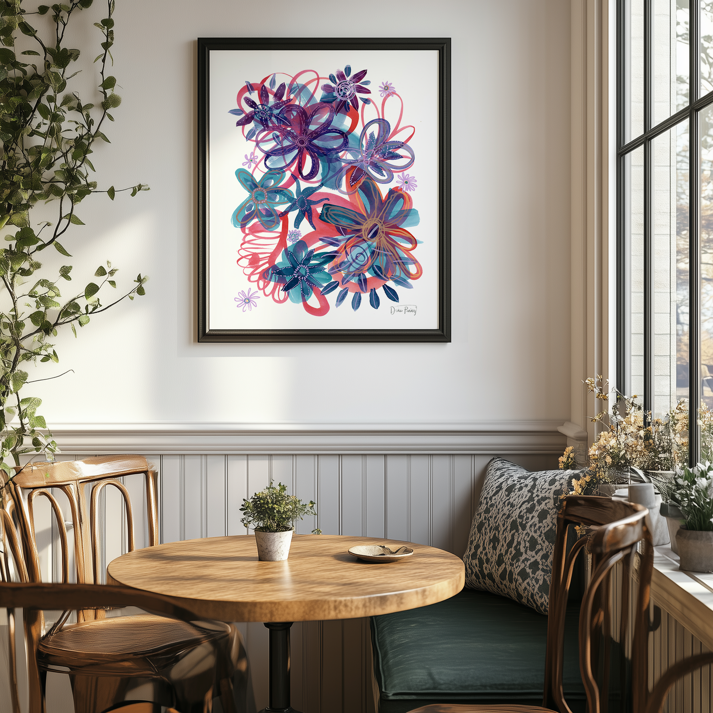 "Flying Anemones" Abstract Floral Art Print on Paper