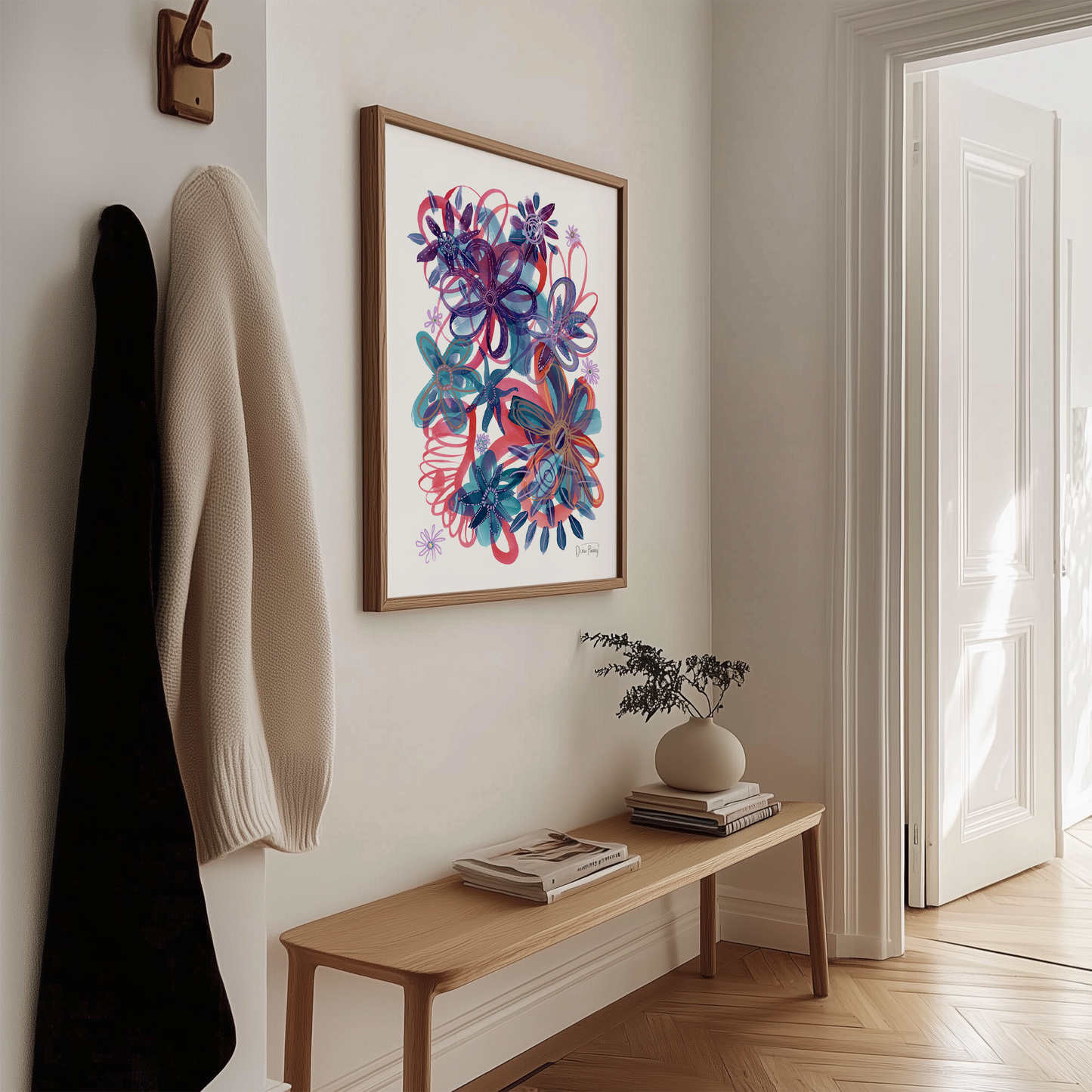 "Flying Anemones" Abstract Floral Art Print on Paper