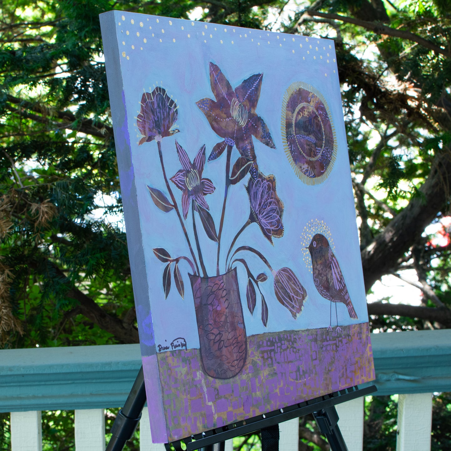 "Al Fresco Cafe on a Sunny Afternoon" - Original Acrylic Painting on Wood Panel (18x18 inches)