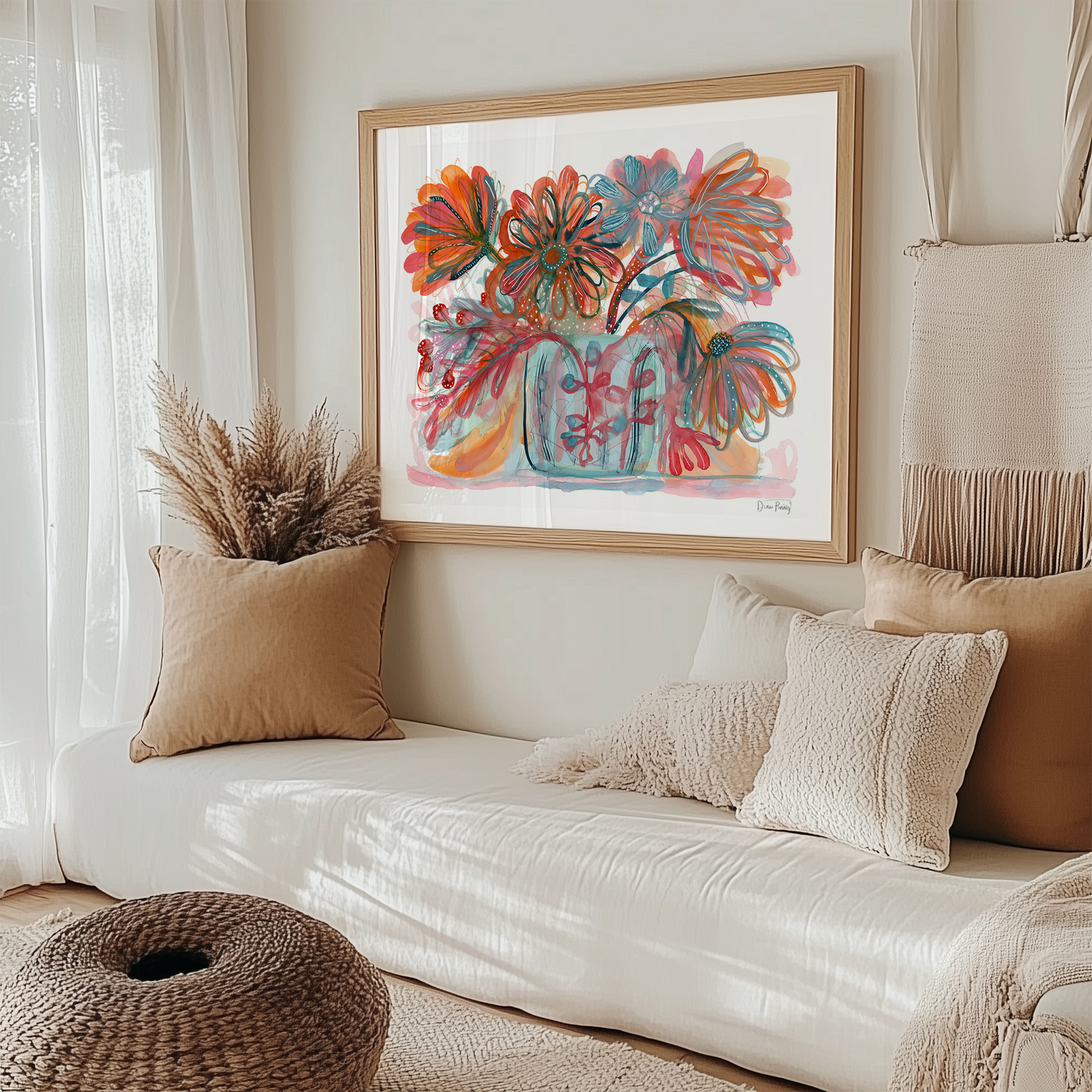 "My Cup Overflows" Abstract Floral Watercolor Art Print on Paper