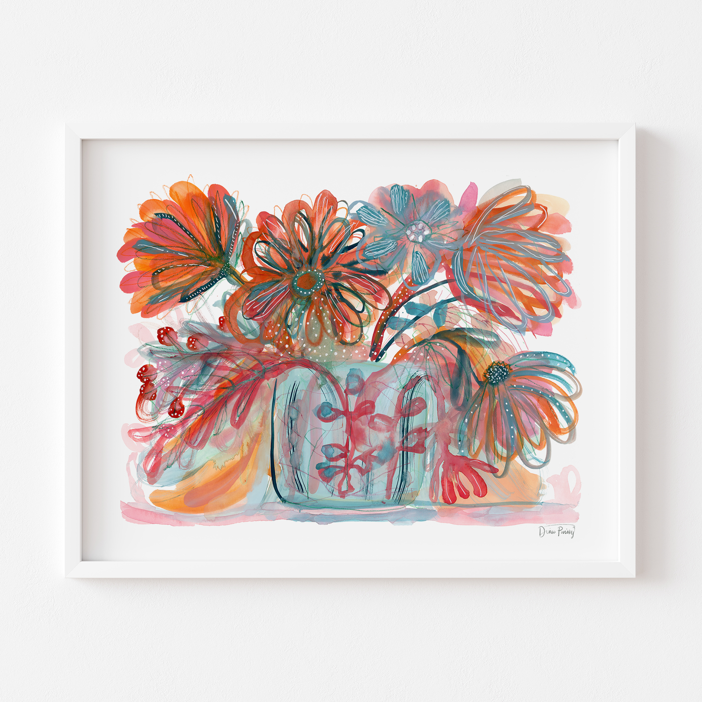 "My Cup Overflows" Abstract Floral Watercolor Art Print on Paper