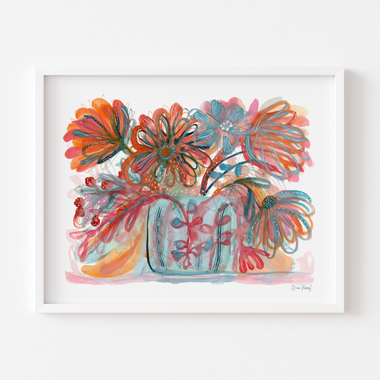 "My Cup Overflows" Abstract Floral Watercolor Art Print on Paper