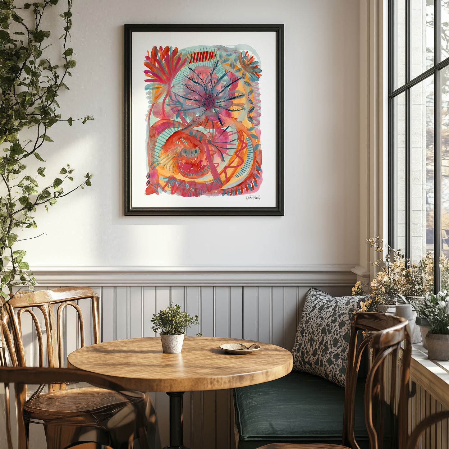 "Smiling From Within" Abstract Gouache Art Print on Paper