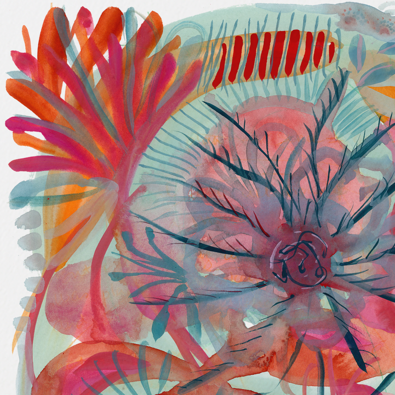 "Smiling From Within" Abstract Gouache Art Print on Paper