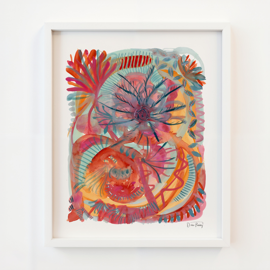 "Smiling From Within" Abstract Gouache Art Print on Paper