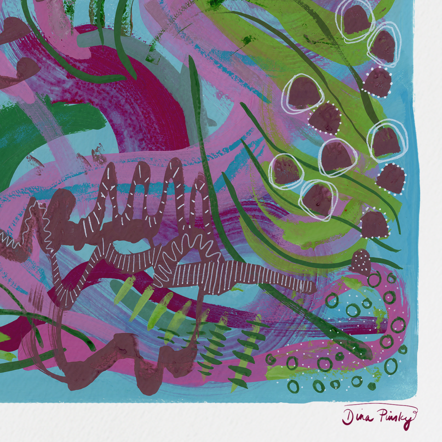 "Gumdrops Garden" Abstract Acrylic Painting Print on Paper