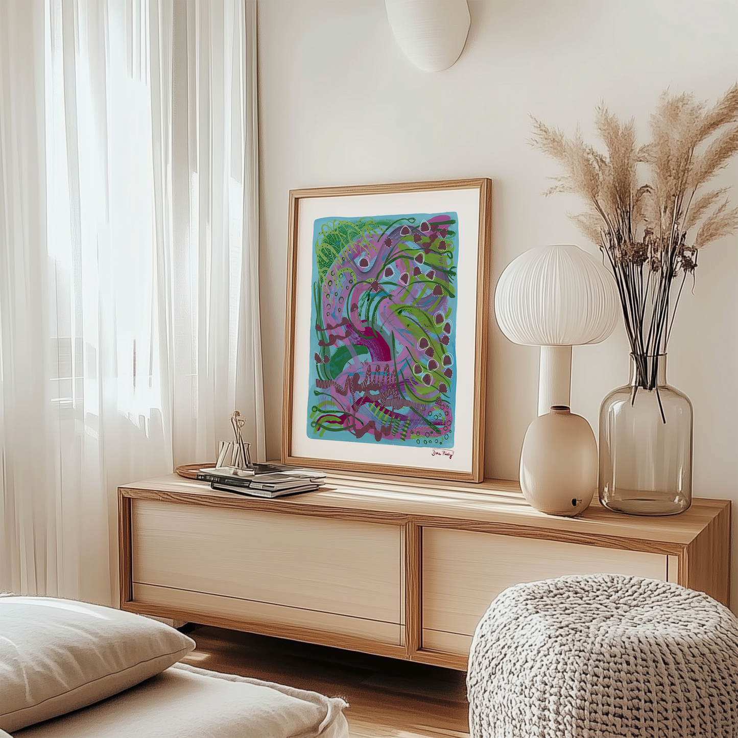"Gumdrops Garden" Abstract Acrylic Painting Print on Paper