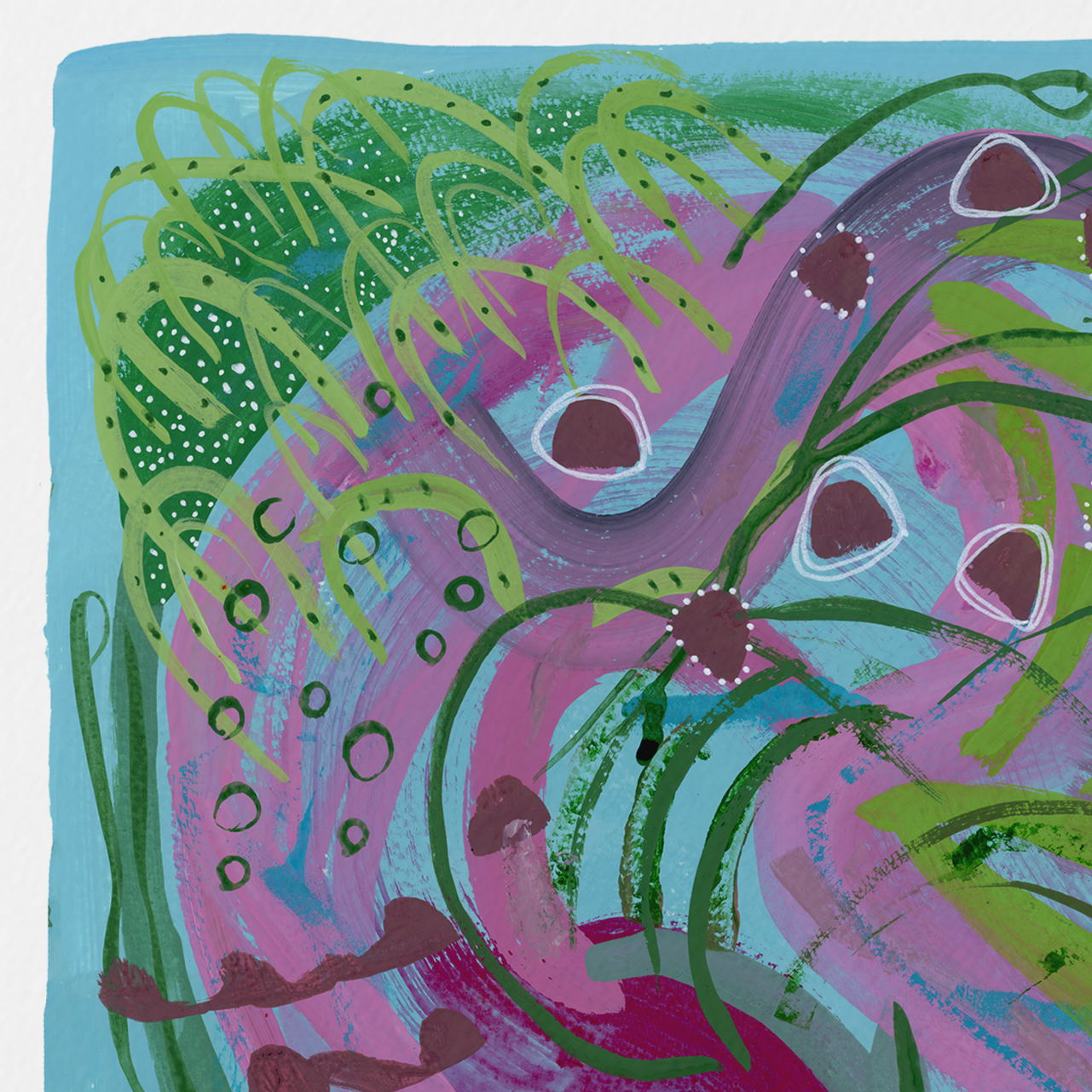 "Gumdrops Garden" Abstract Acrylic Painting Print on Paper