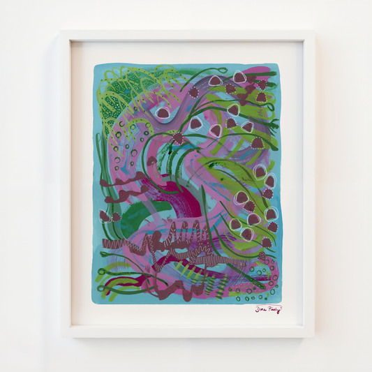 "Gumdrops Garden" Abstract Acrylic Painting Print on Paper