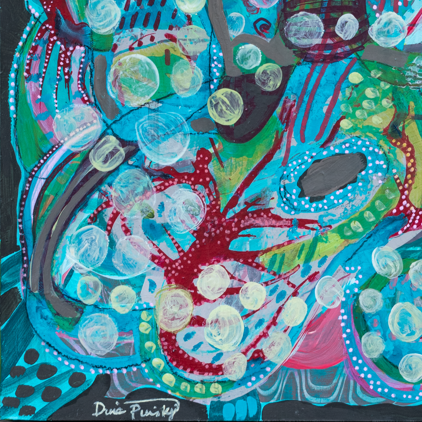 "Bubbles and Bangles" - Original Acrylic Painting on Wood Panel (12x12 inches)