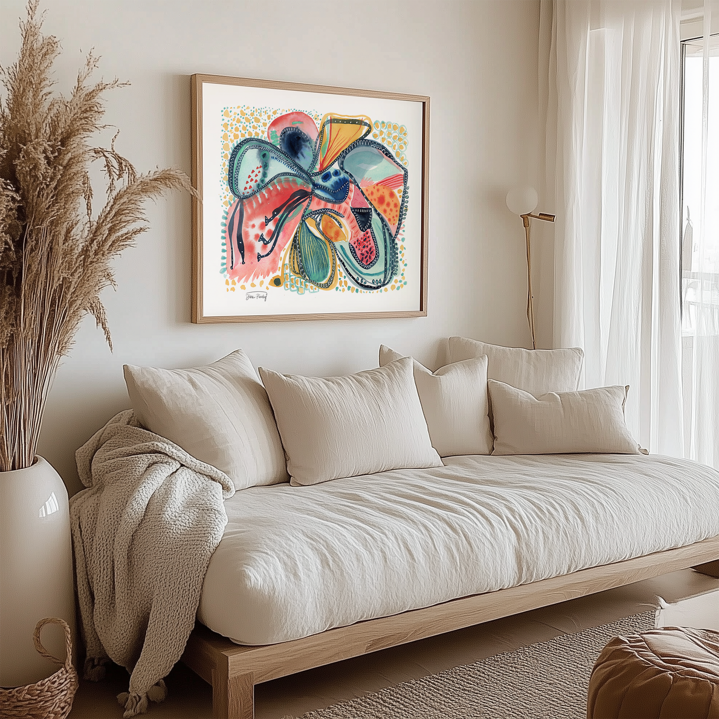 "Primary Organization" Abstract Floral Watercolor Art Print on Paper