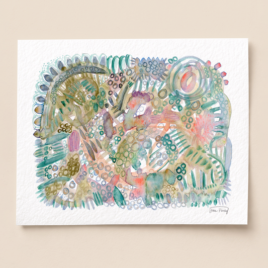 "Conversations With My Brother" Abstract Watercolor Art Print on Paper