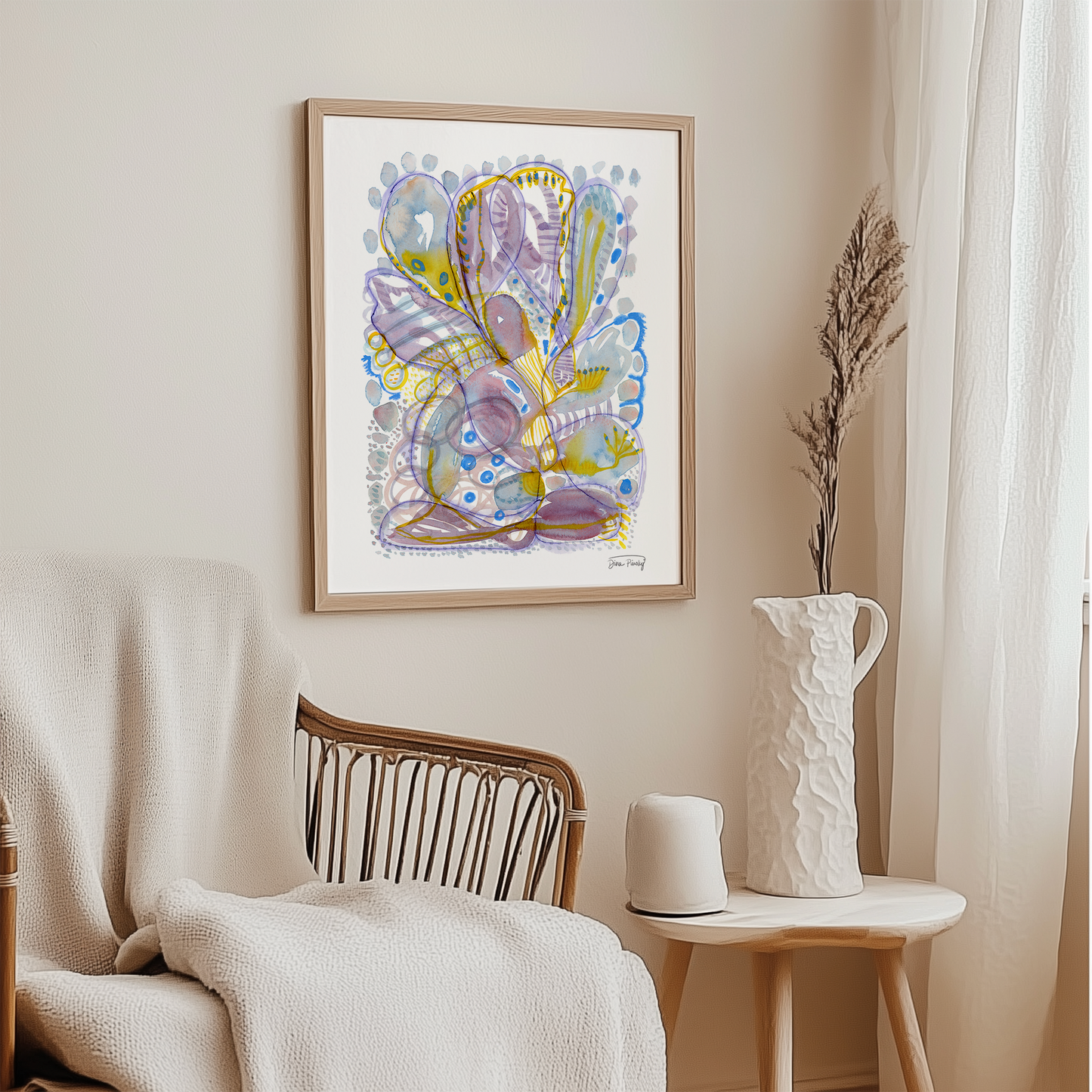 "Standing Agreement" Abstract Mixed Media Art Print on Paper