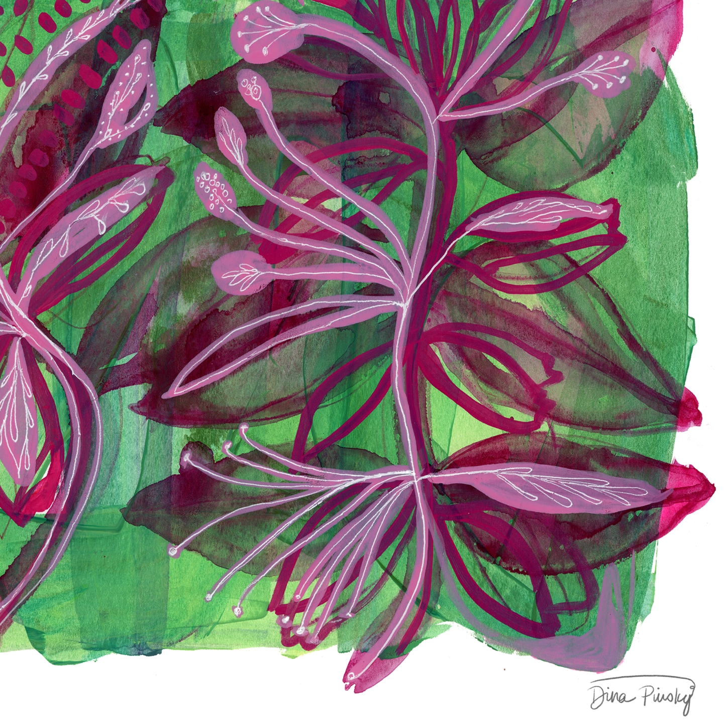 "Leafing Through the Seasons" Abstract Floral Art Print on Paper