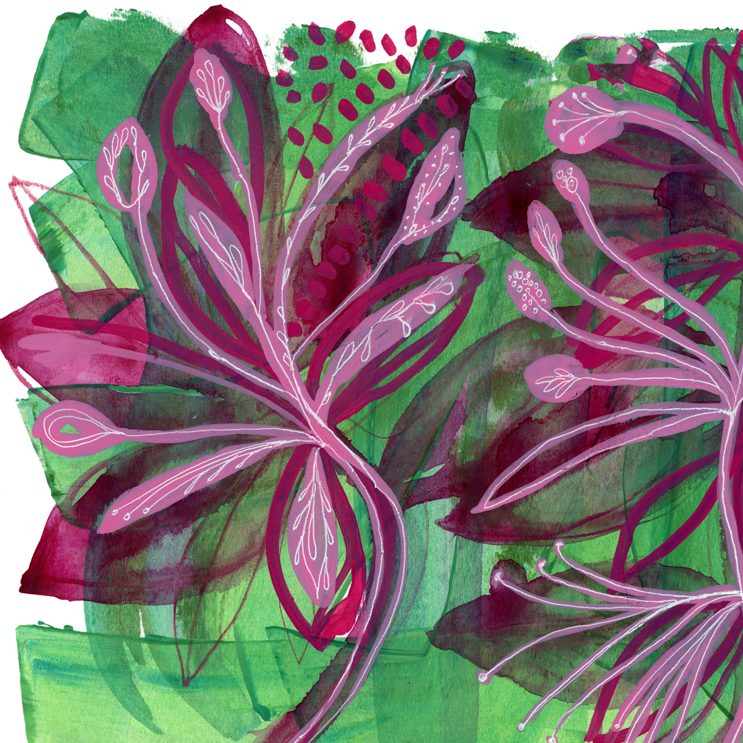"Leafing Through the Seasons" Abstract Floral Art Print on Paper
