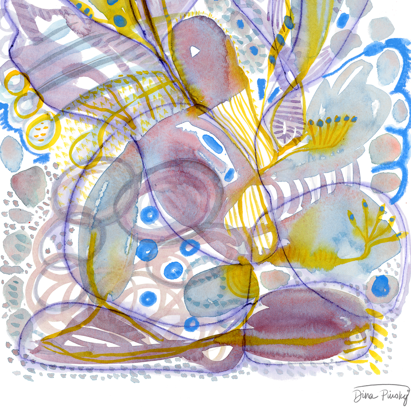 "Standing Agreement" Abstract Mixed Media Art Print on Paper