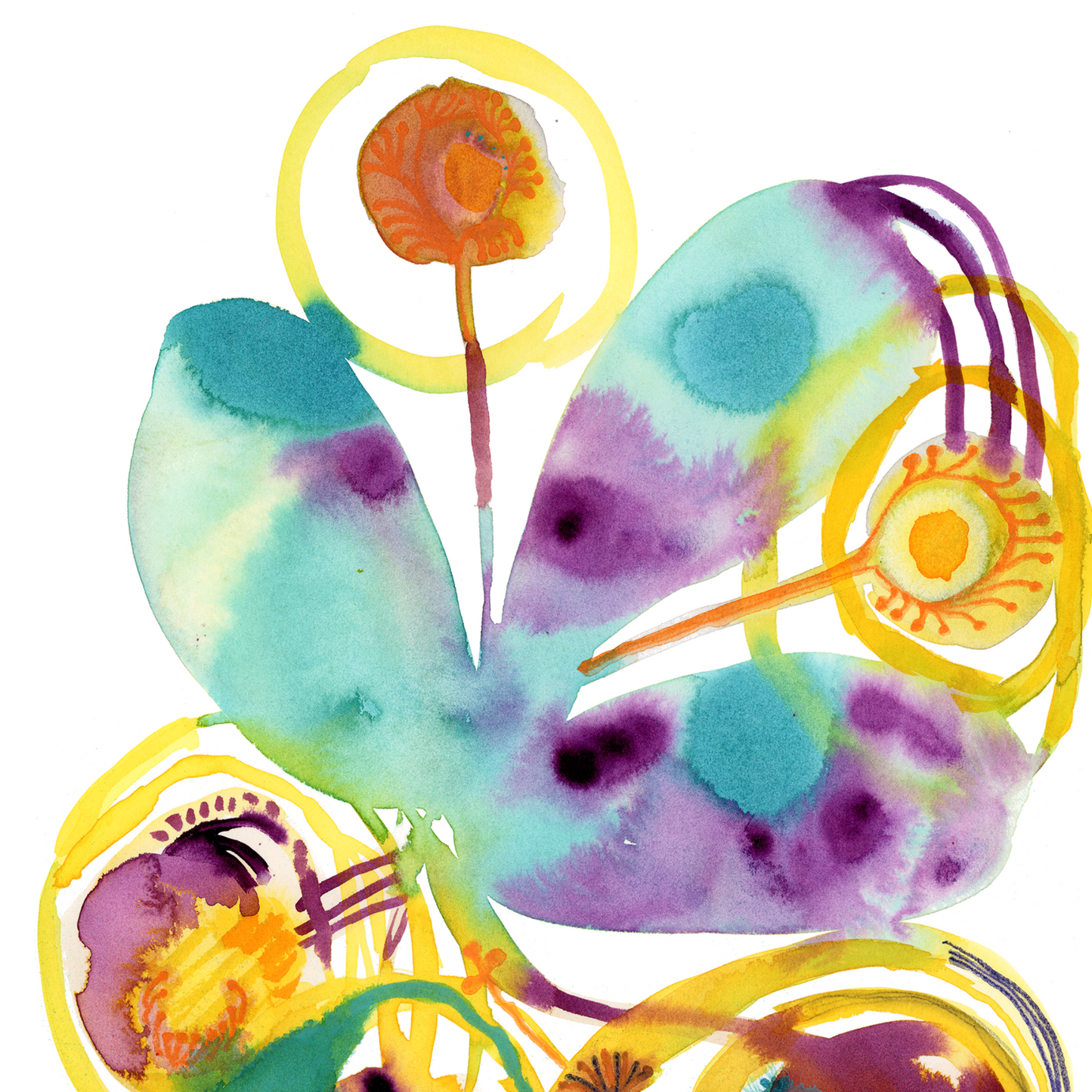 "Blooming Hare" Abstract Mixed Media Art Print on Paper