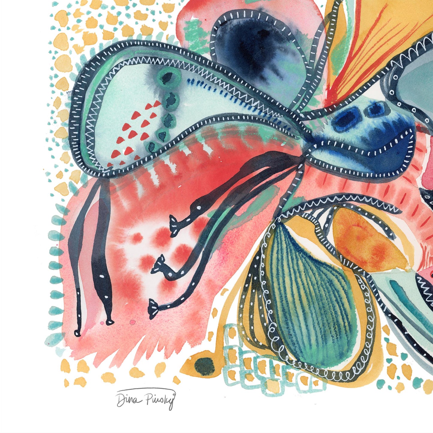 "Primary Organization" Abstract Floral Watercolor Art Print on Paper