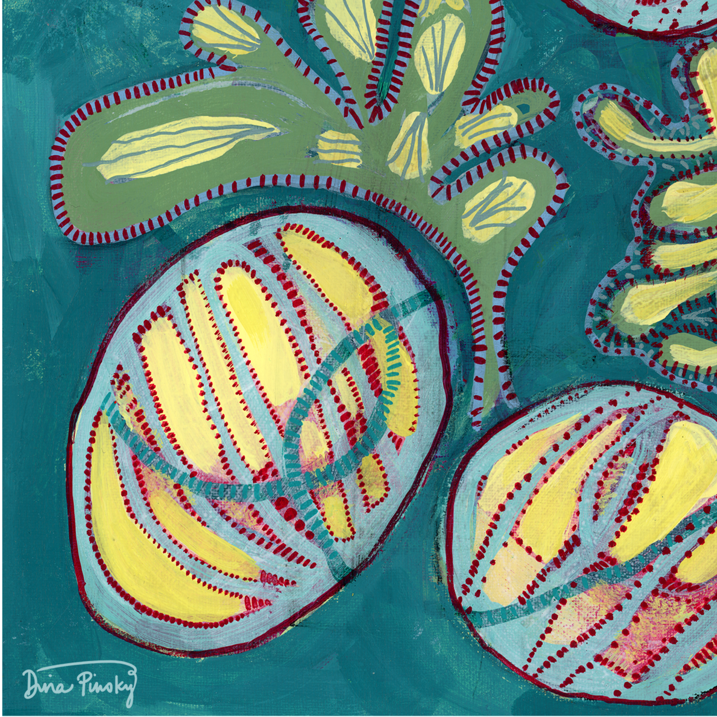 "Barrel Cacti" Abstract Acrylic Art Print on Paper