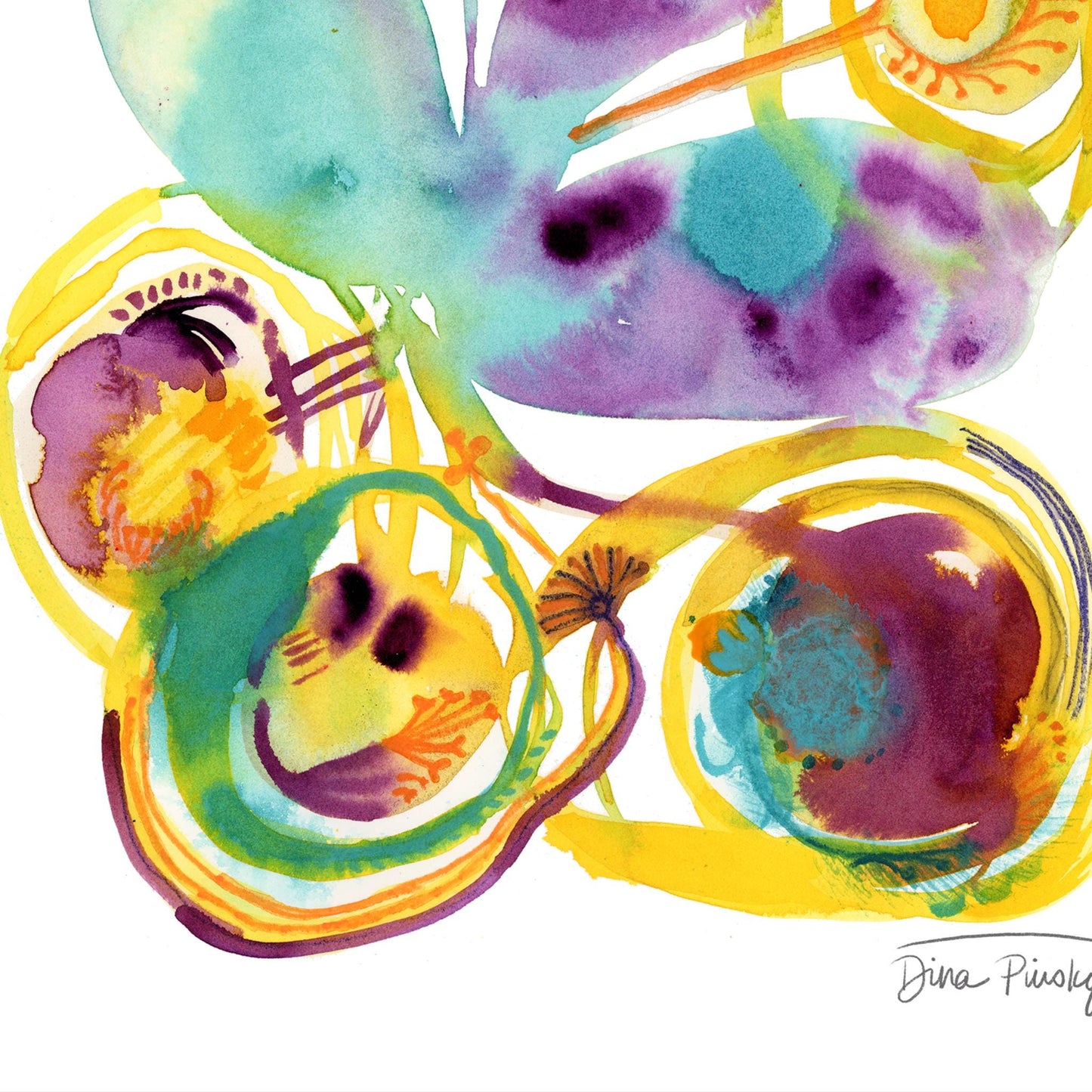 "Blooming Hare" Abstract Mixed Media Art Print on Paper