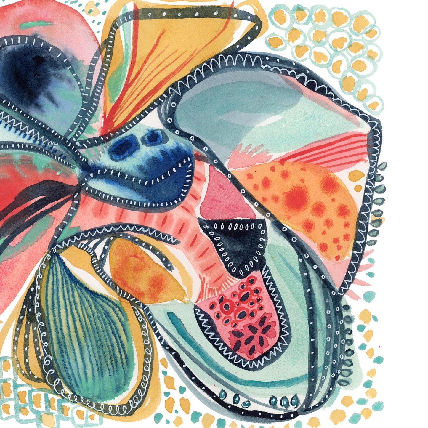 "Primary Organization" Abstract Floral Watercolor Art Print on Paper