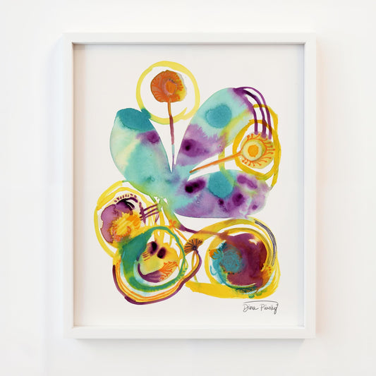 "Blooming Hare" Abstract Mixed Media Art Print on Paper