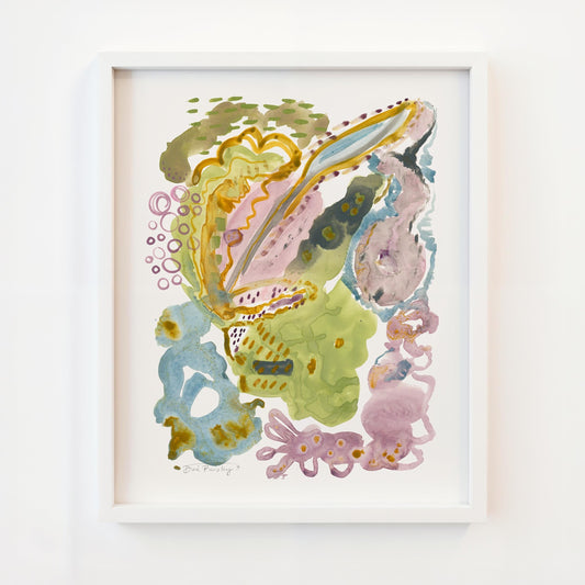 "Organic Leafy" Abstract Watercolor Art Print on Paper