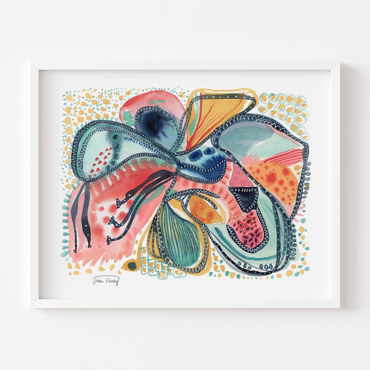 "Primary Organization" Abstract Floral Watercolor Art Print on Paper