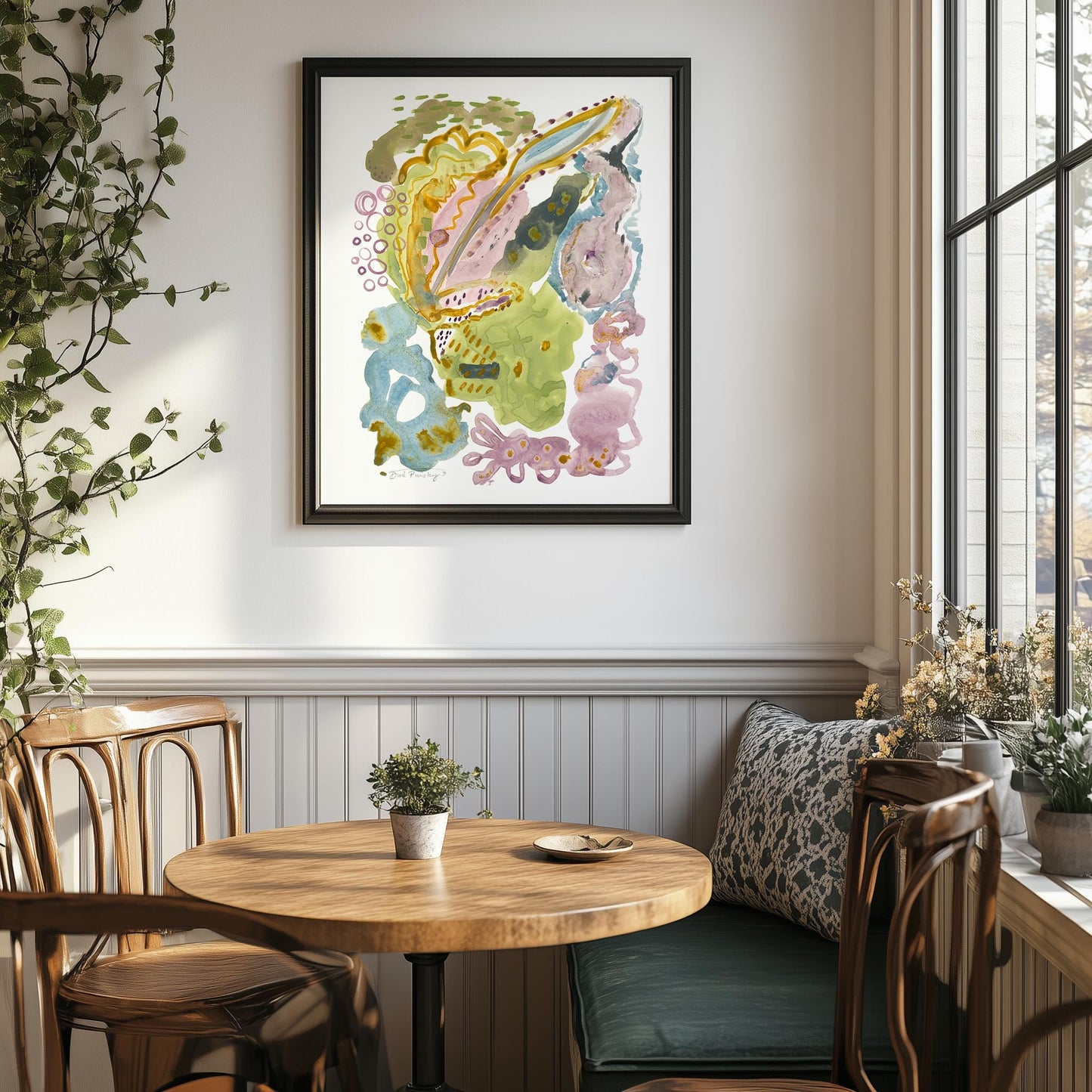"Organic Leafy" Abstract Watercolor Art Print on Paper