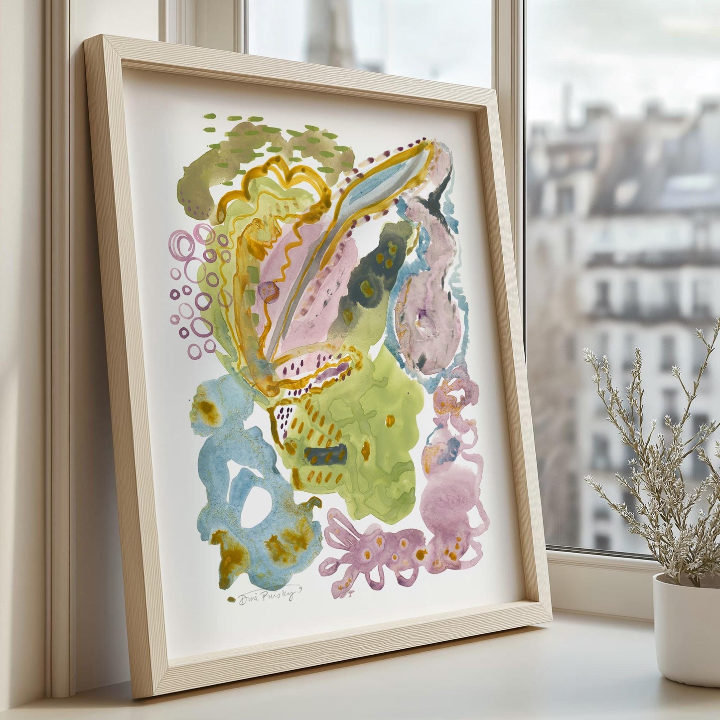 "Organic Leafy" Abstract Watercolor Art Print on Paper